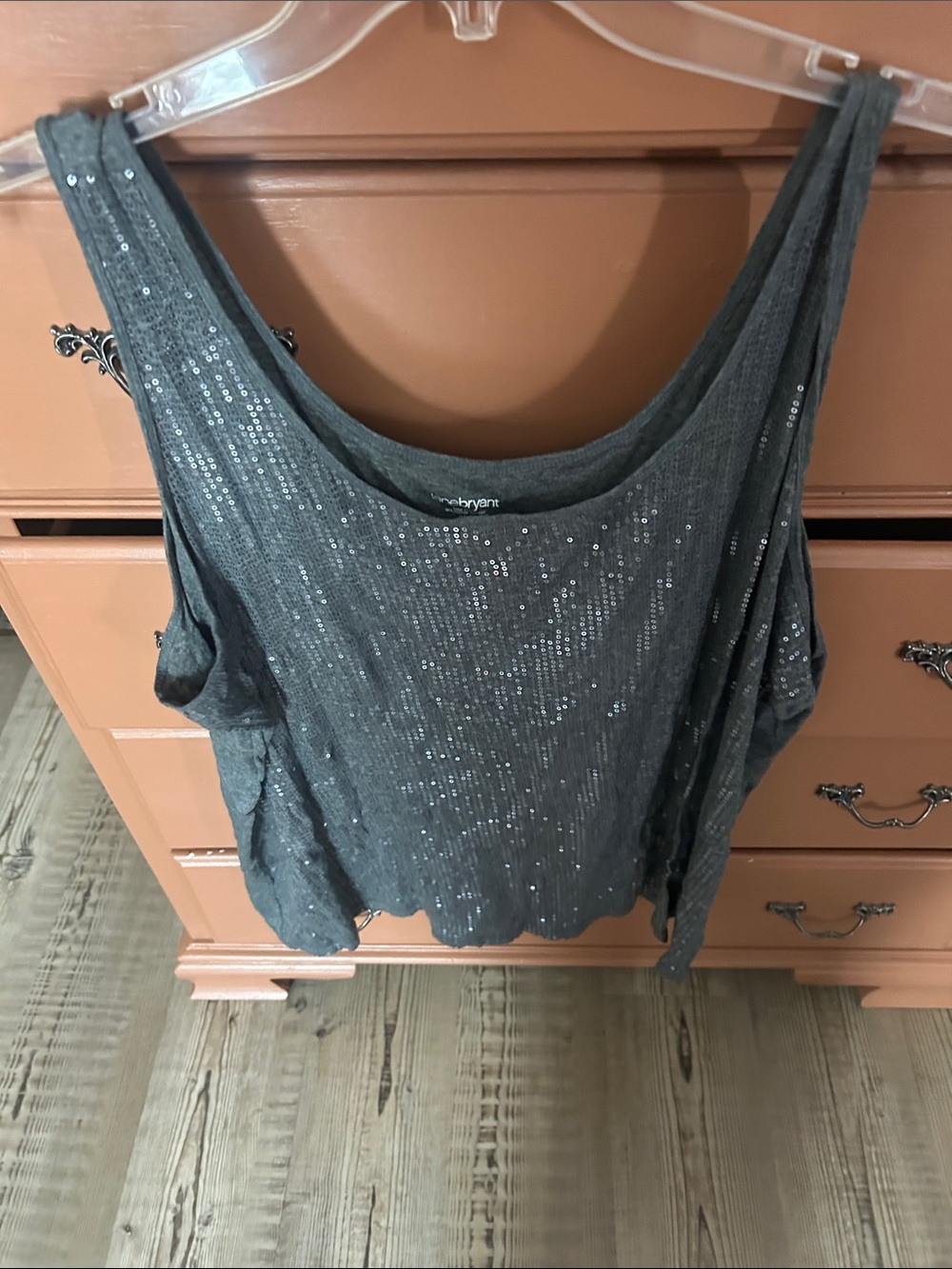 Charcoal Sequin Scoop Neck Tank